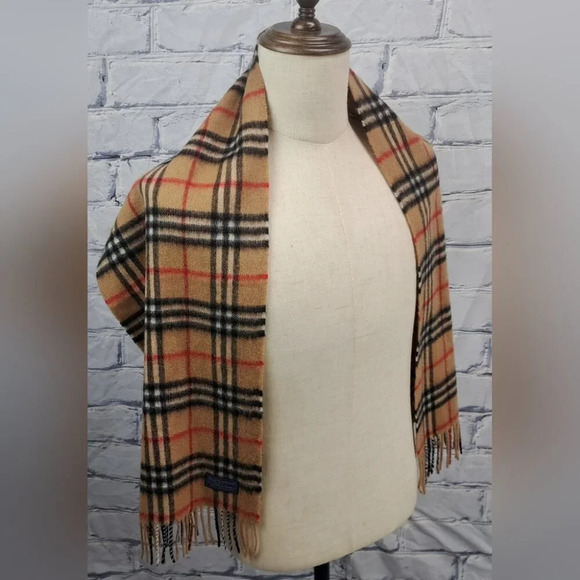 Burberry Vintage Scarf Nova Check Cashmere Wool England 90s Y2K 58" x 12" - Picture 11 of 12